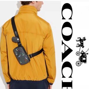 Like New COACH CE659 Multifunction Ski Slopes Gray Leather Phone Sling Bag